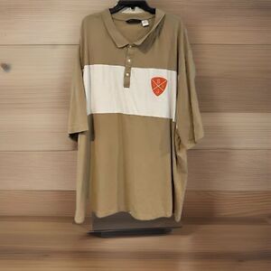 Sean John Men's Crest Polo Shirt 5XB Big Tall Brown White Short Sleeve Casual
